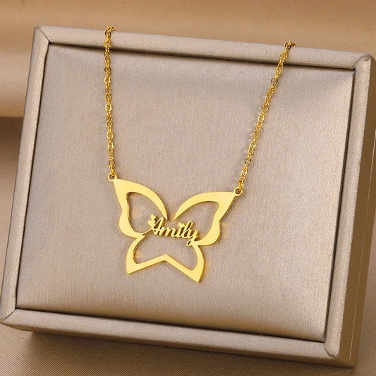 Name in a Butterfly Necklace