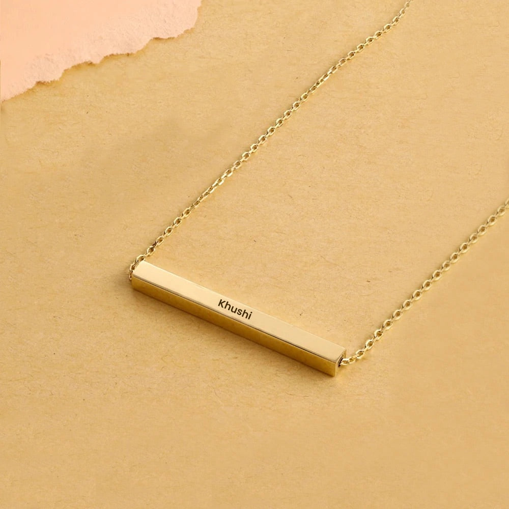 3D Bar pendant Gold - Horizontal