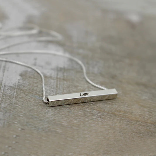 3D Bar pendant Silver - Horizontal