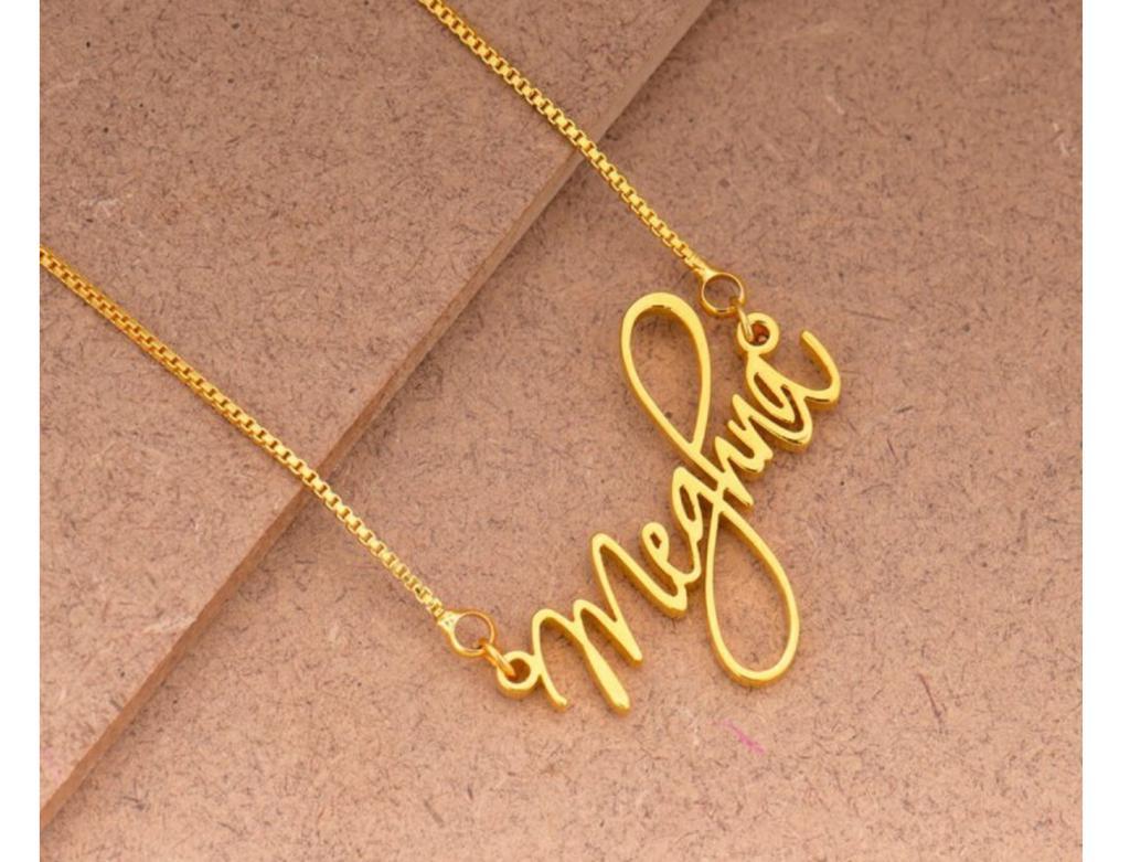 Gold Plated Necklace - The shape is your name.